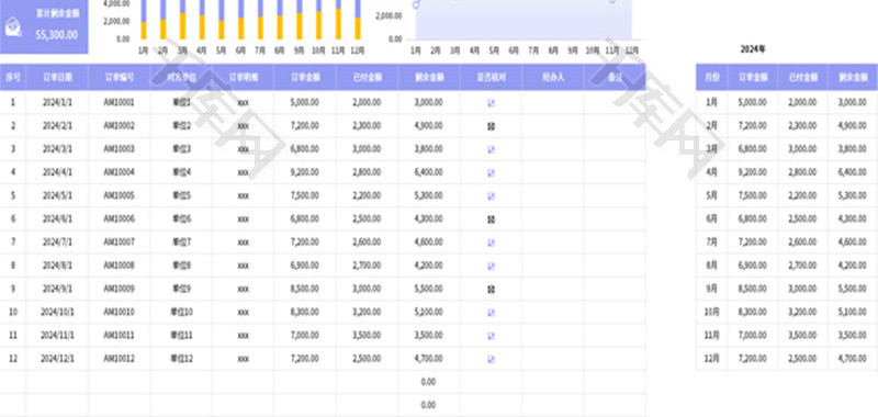 财务应收账款明细表Excel模板