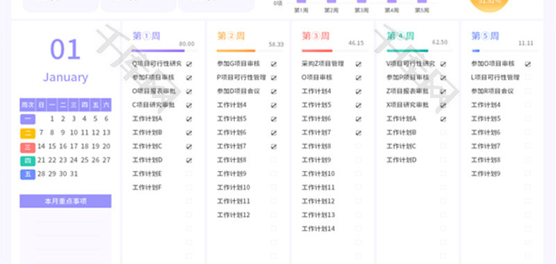 2024年工作计划表Excel模板