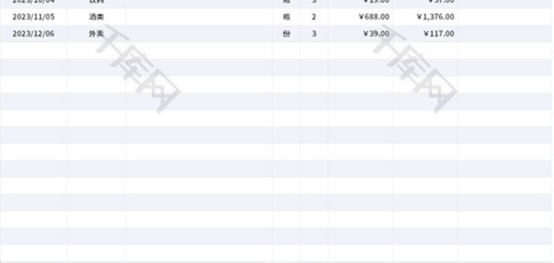 食品支出明细表Excel模板