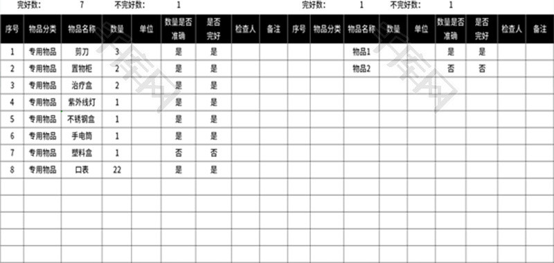 幼儿园保健室专用物品配备一览表Excel