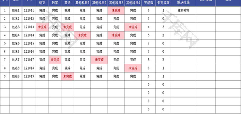 作业检查反馈表Excel模板