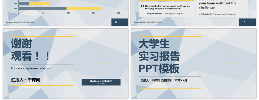 欧美风格大学生实践报告实习报告汇报PPT模板