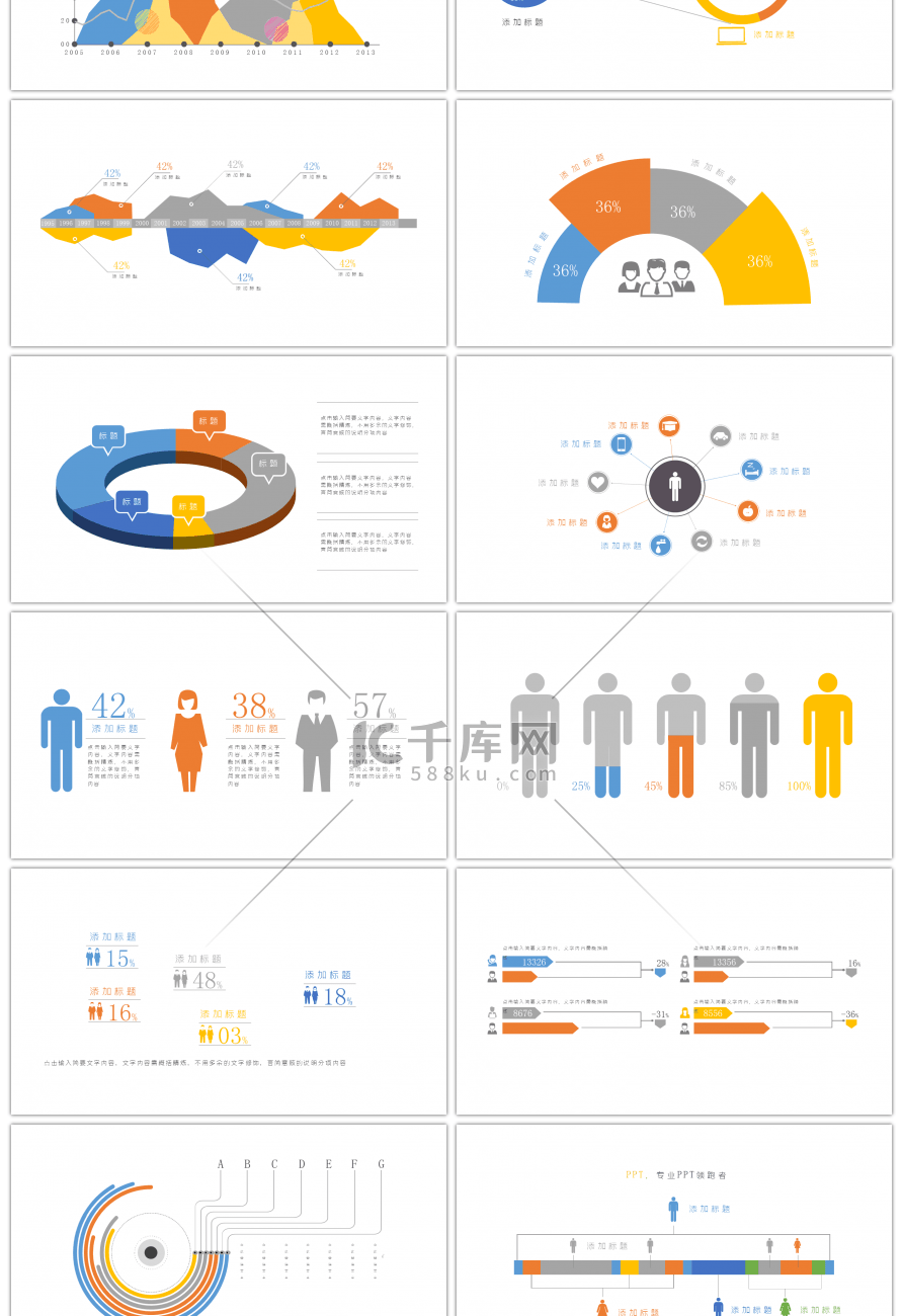 扁平风多彩图表PPT模板