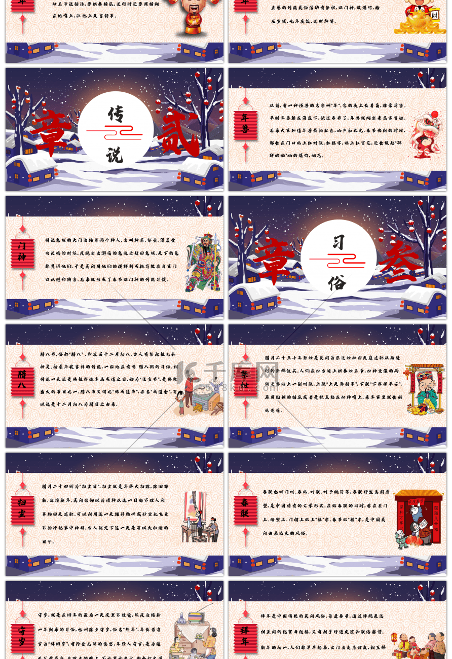 红色喜庆中国风春节传统文化PPT模板