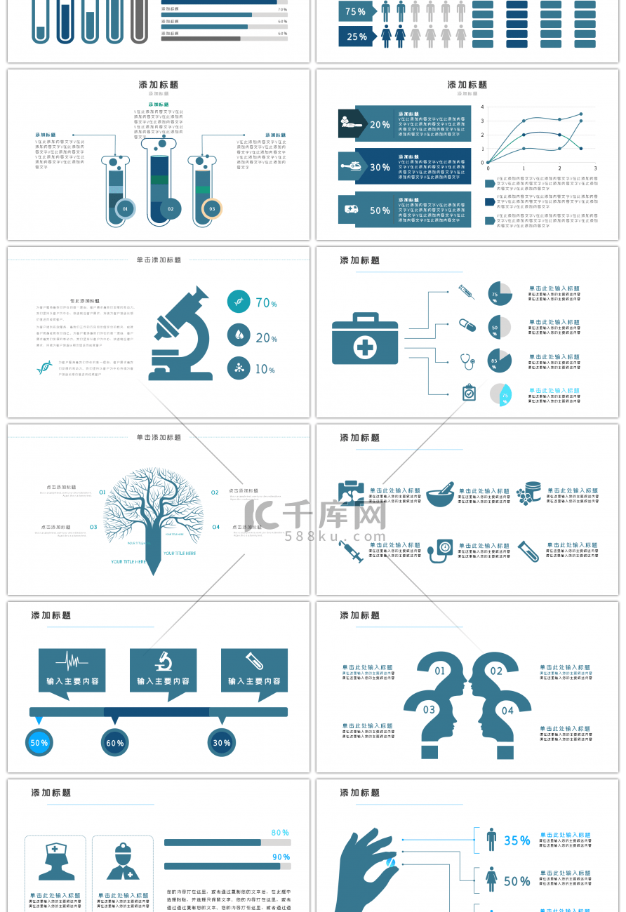 30套蓝色医学PPT图表合集