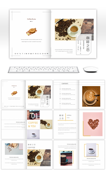 广告pptPPT模板_咖啡文艺小清新杂志风画册PPT模板