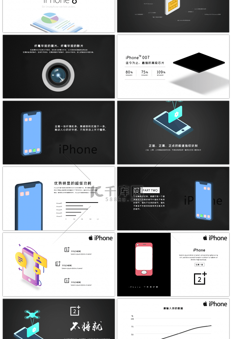 iPhone手机产品介绍PPT-免费PPT模板下载-千库网
