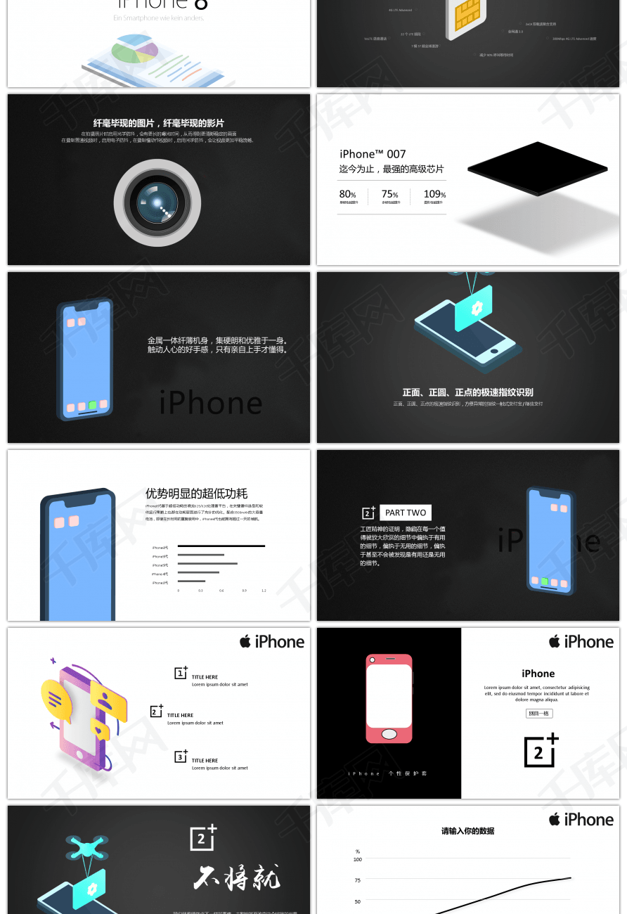 极简iphone手机产品介绍ppt模板