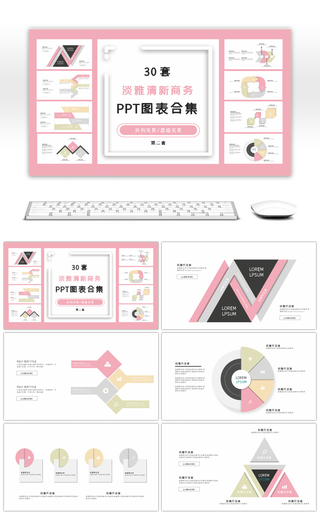 30套淡雅清新商务PPT图表合集第二套