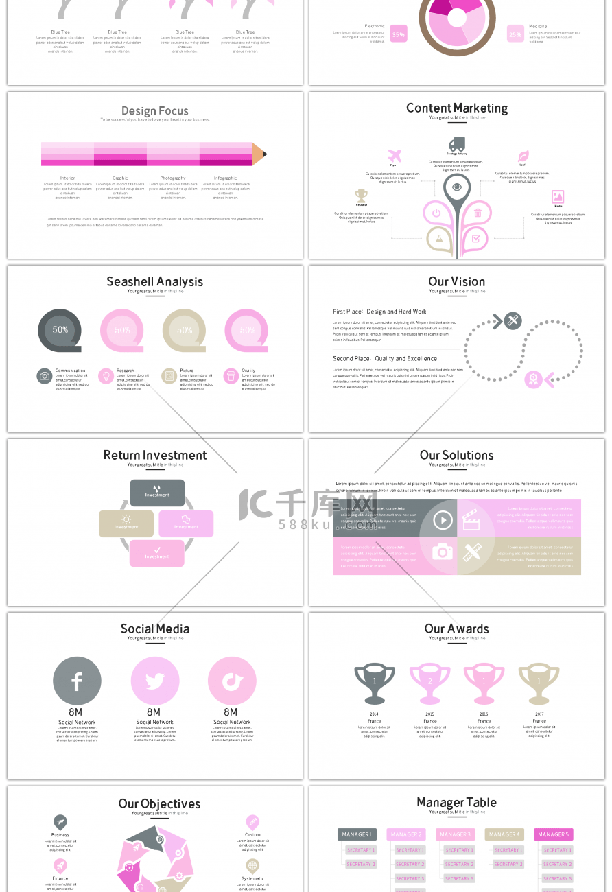 30套简约创意设计PPT图表合集