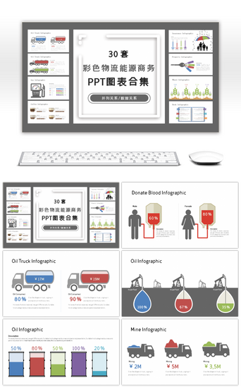 物流免费PPT模板_彩色物流能源商务PPT图表合集