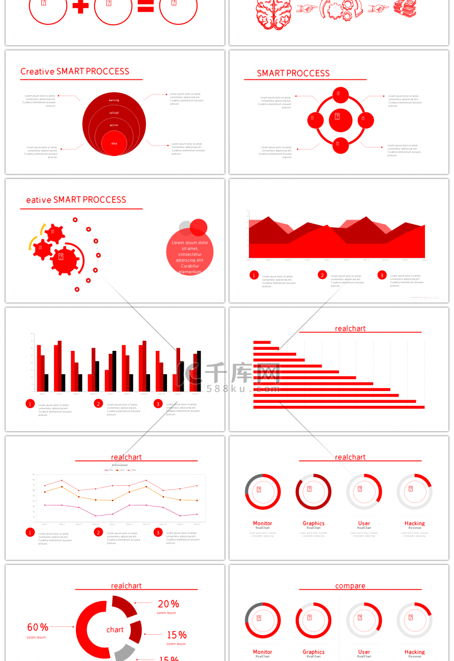 30套大气红色商务PPT图表合集