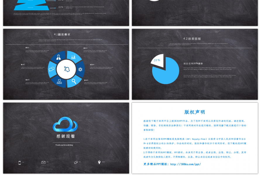 黑板风黑色商务商业计划书PPT模板