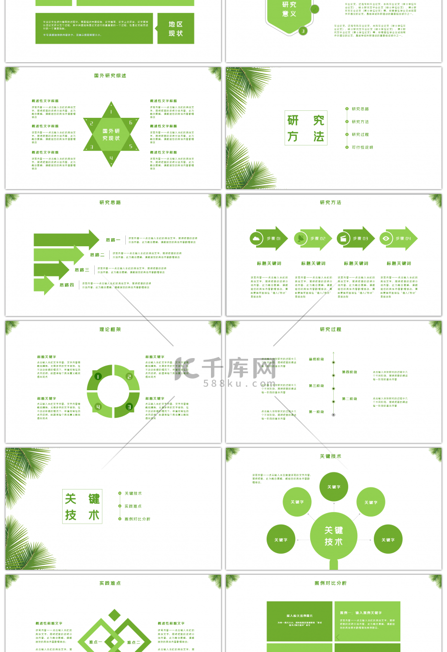 绿色小清新毕业论文答辩PPT模板