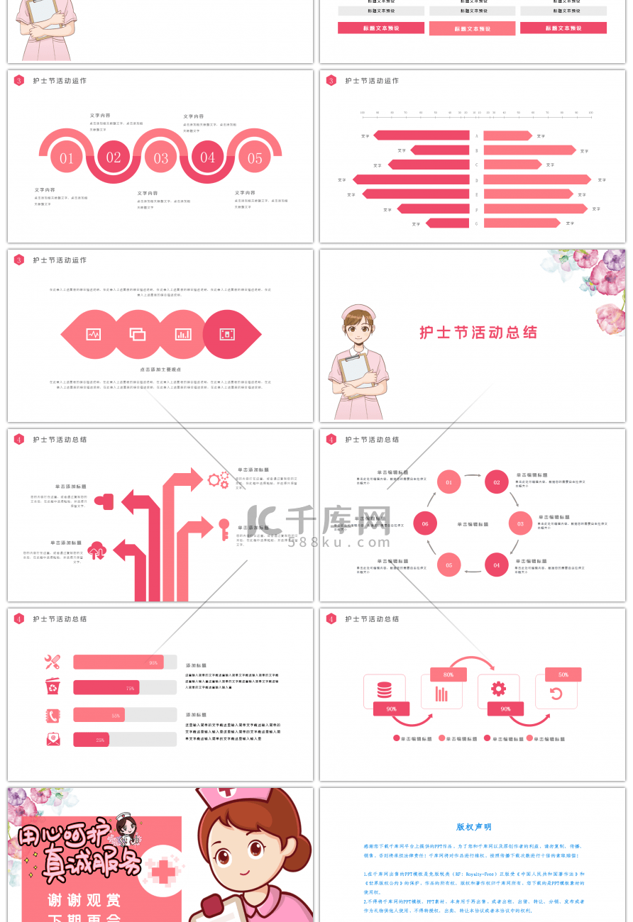 小清新护士节活动策划方案PPT模版