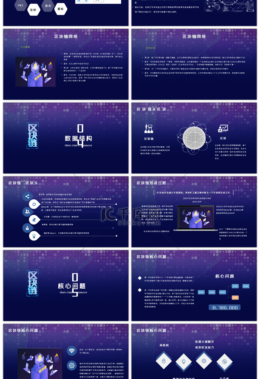 科技风区块链简介金融大数据PPT模板