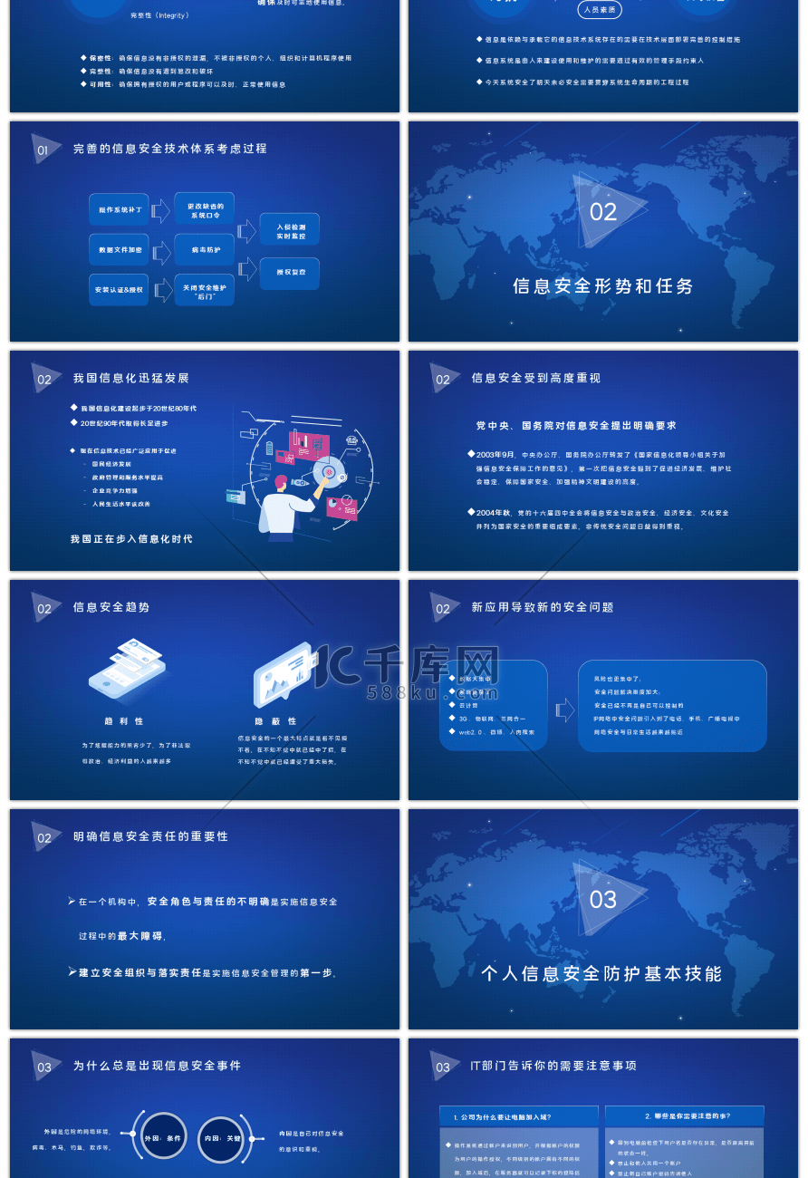 蓝色科技感网络信息安全培训PPT模板