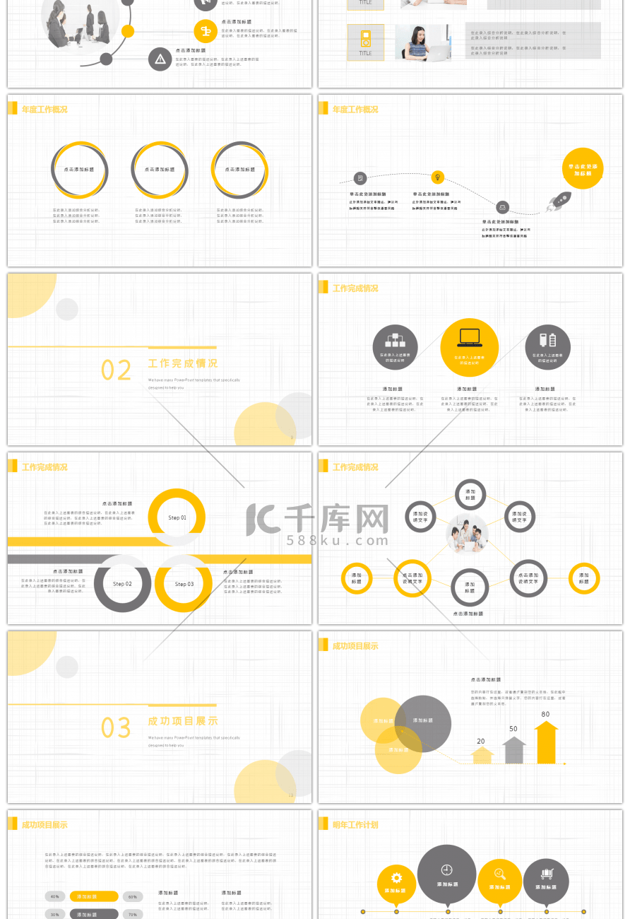 黄色简约大气商务述职PPT模板