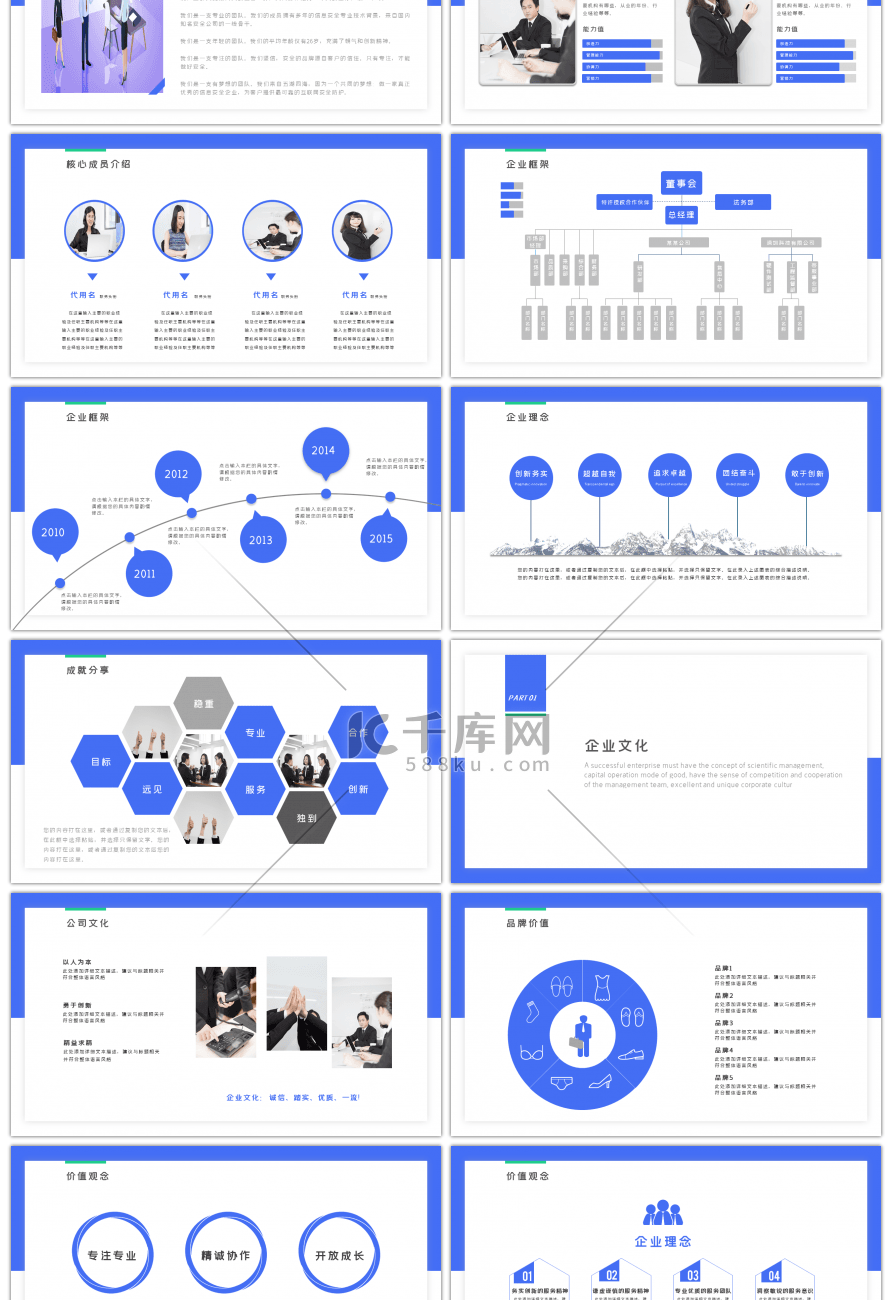 蓝色企业宣传介绍PPT模板