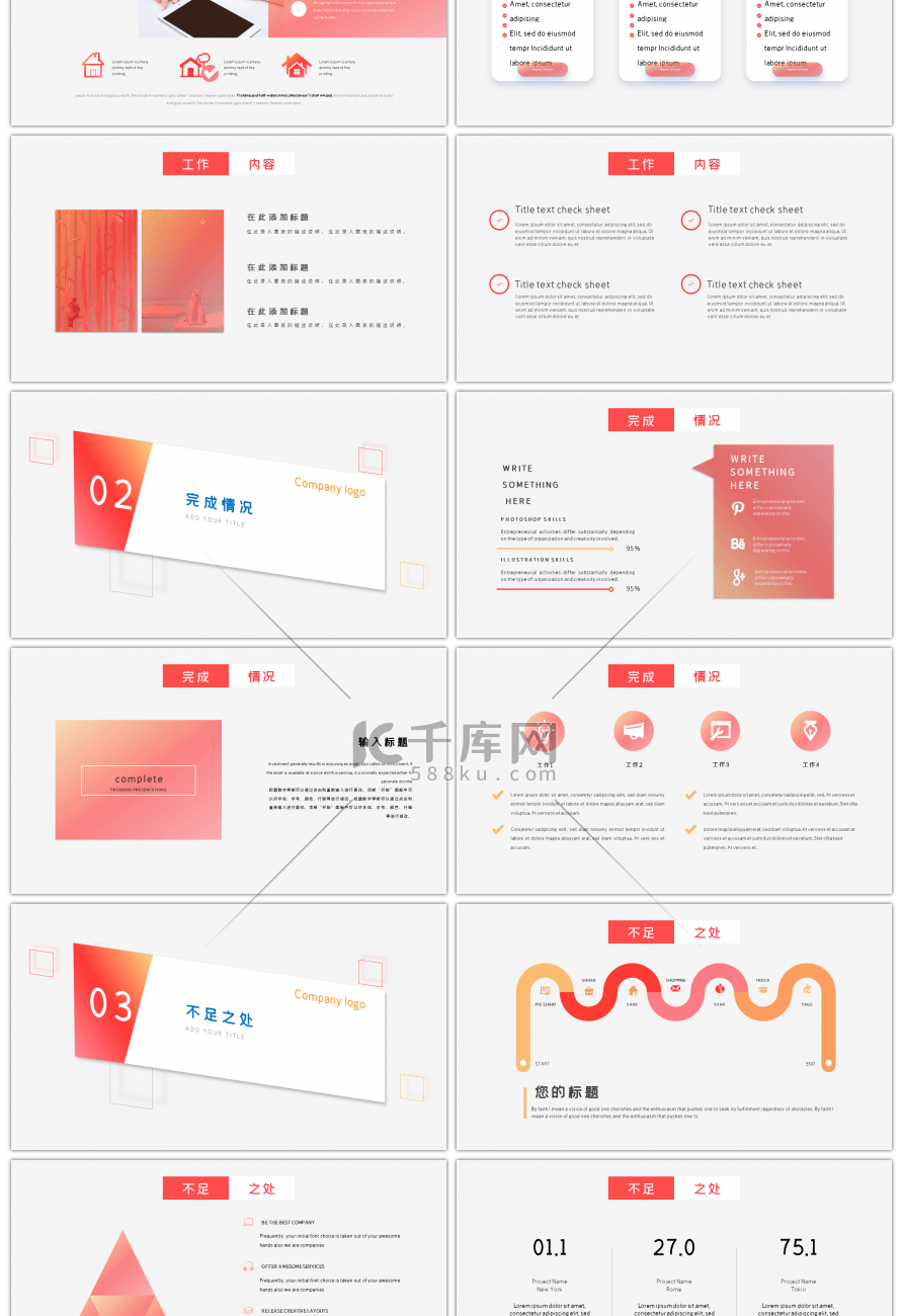 简约橙色创意商务工作汇报PPT模板