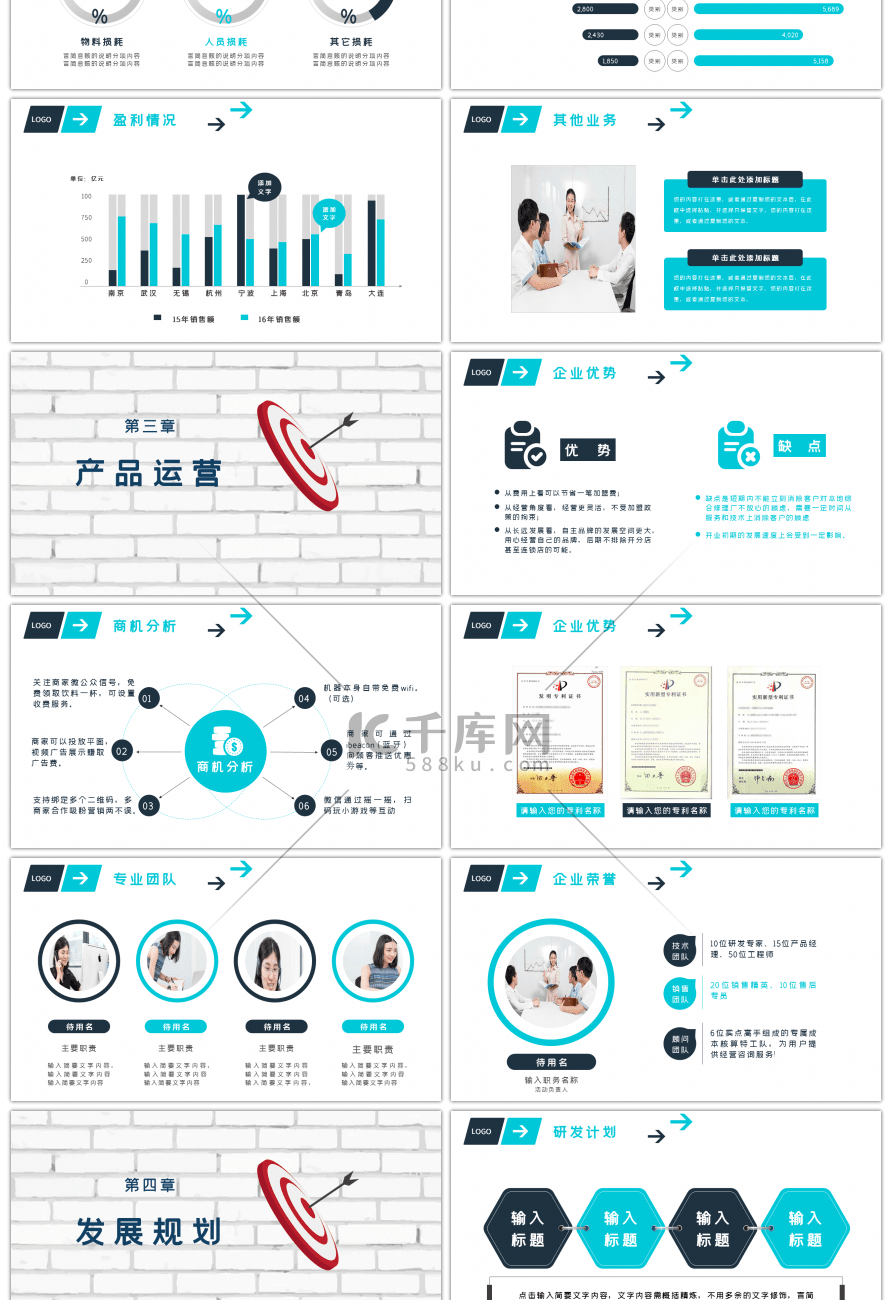 蓝色双色公司简介企业文化PPT模板