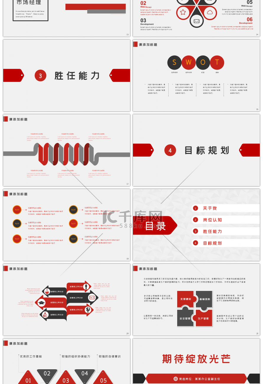 黑红商务岗位竞聘PPT模板