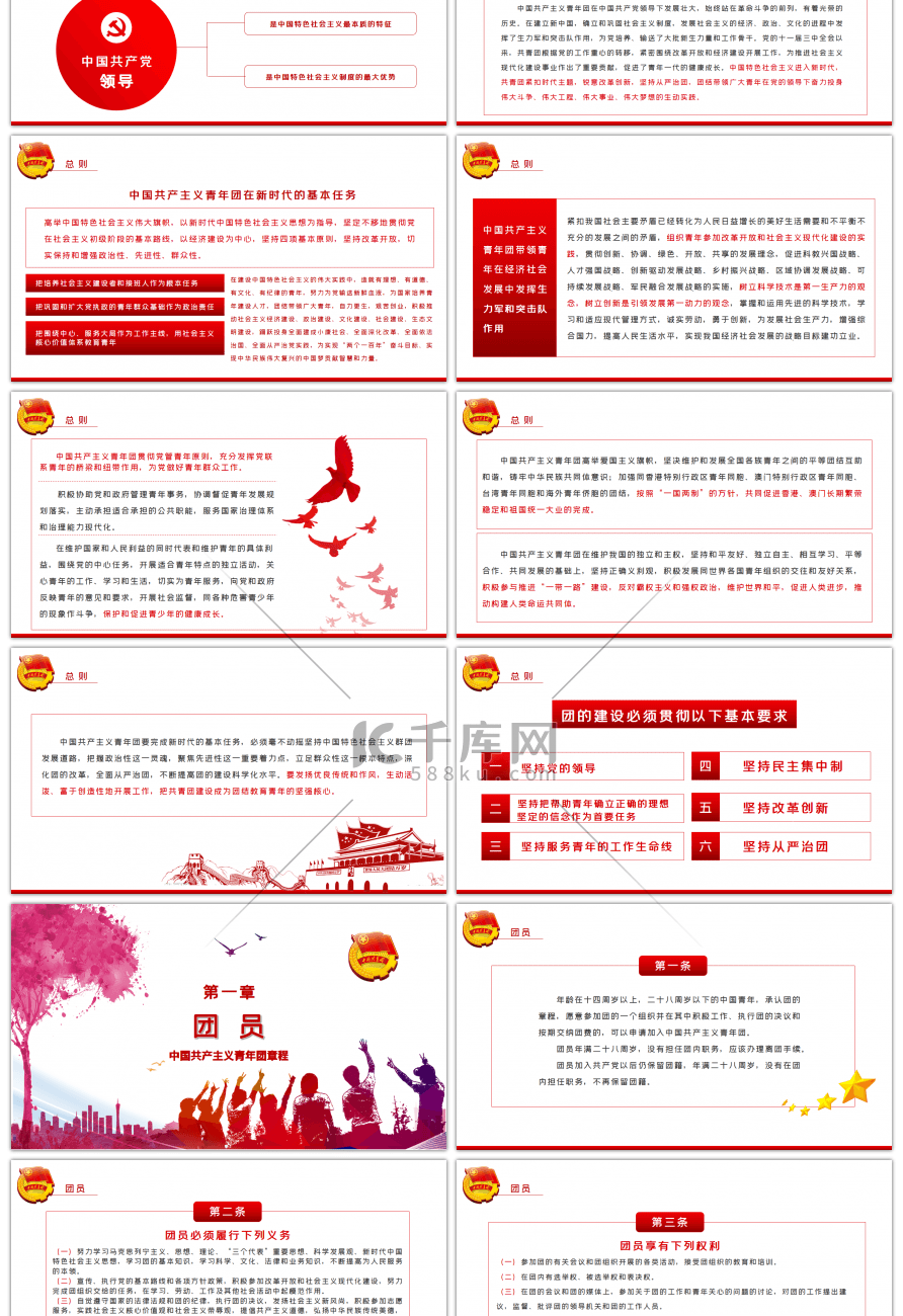 新时代的共青团员共青团章程学习PPT模板