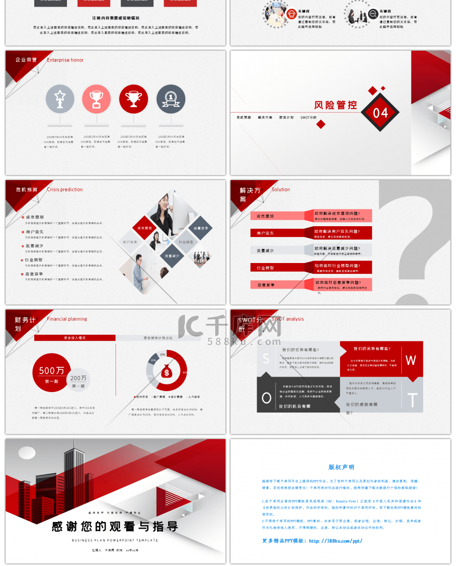 红色高端商务创业融资商业计划书PPT模板