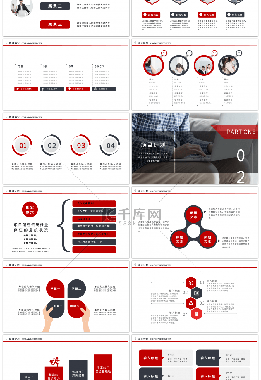 红灰2019商业融资计划书PPT模板