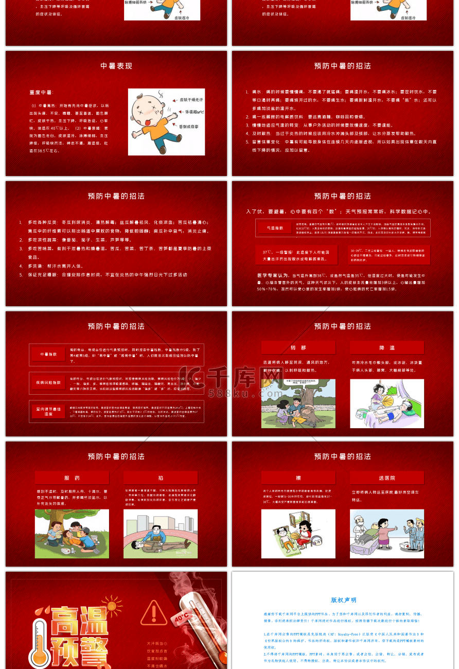 夏季高温防暑降温常识及预防教育培训PPT模板