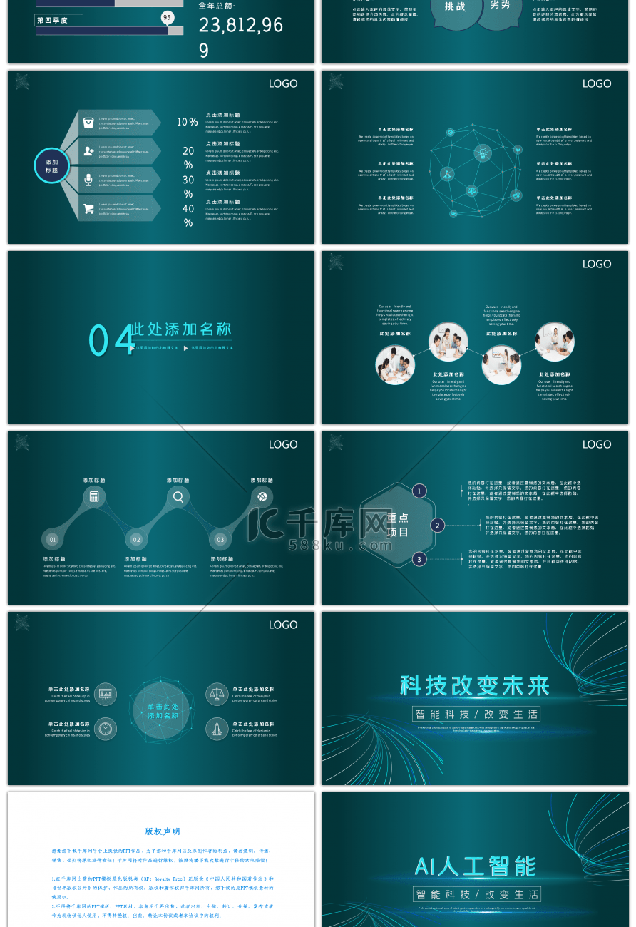 现代科技AI人工智能商务展示PPT模板