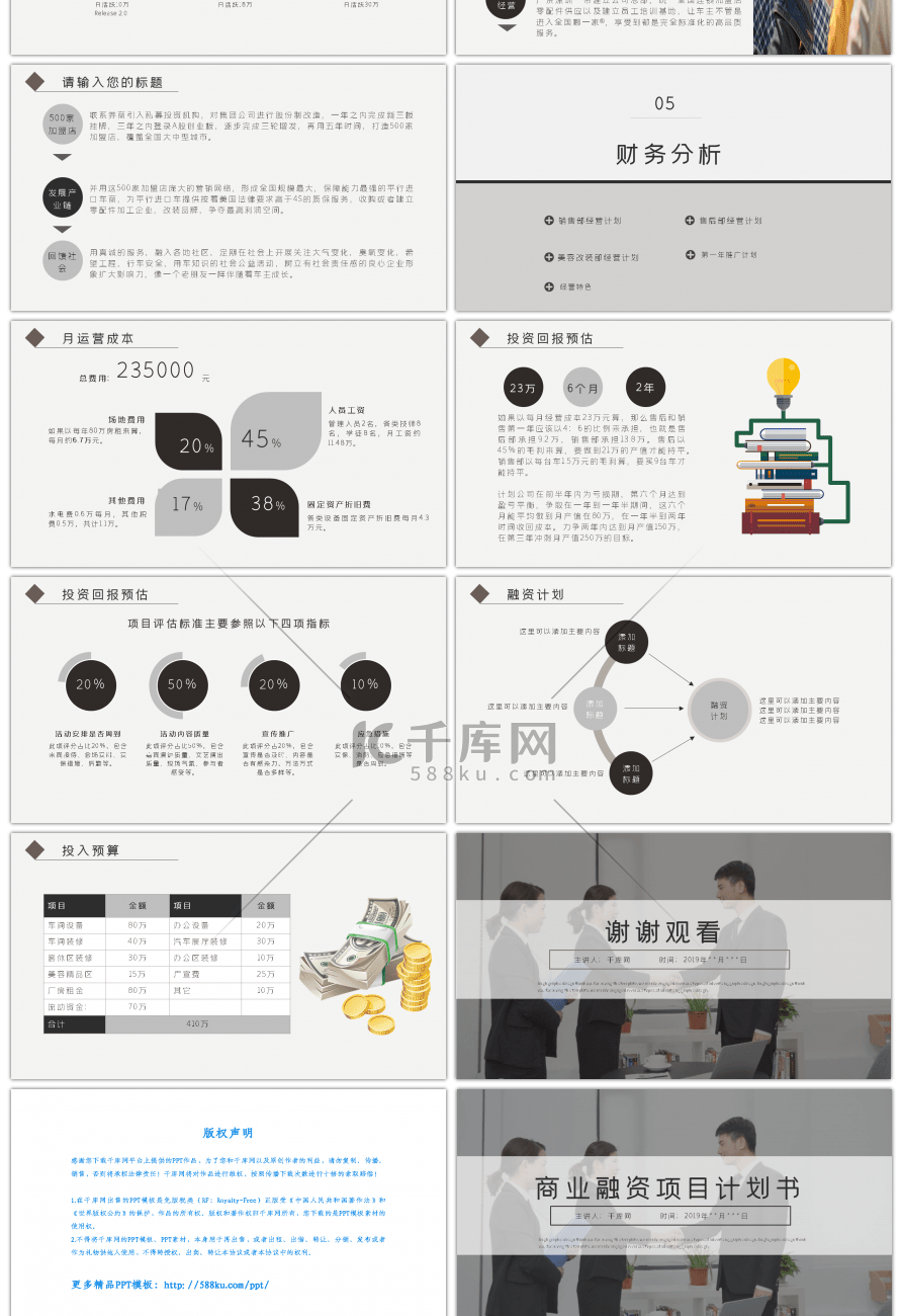 灰色商务项目融资计划PPT模板