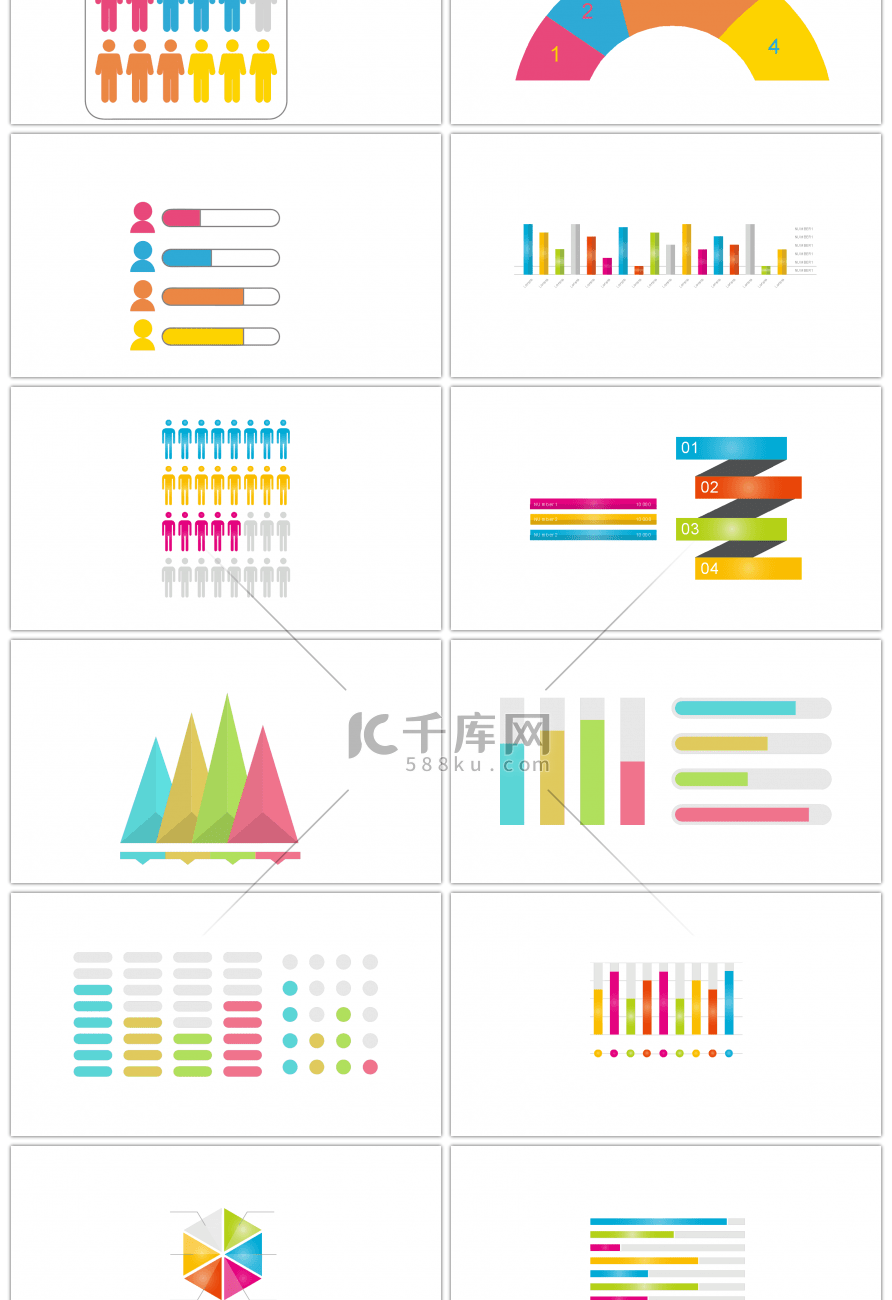 30套彩色人口统计ppt图表合集
