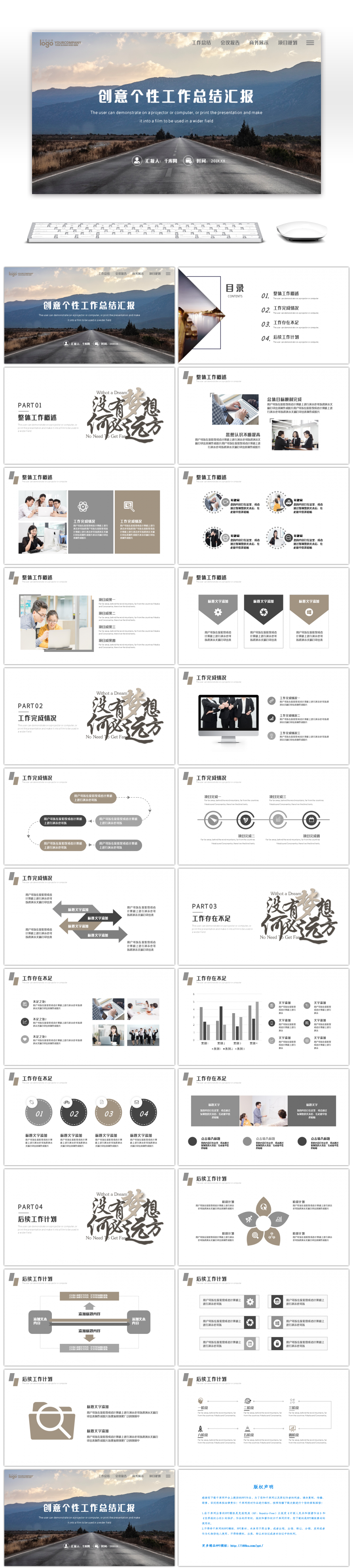 商务创意个性工作总结汇报述职报告PPT