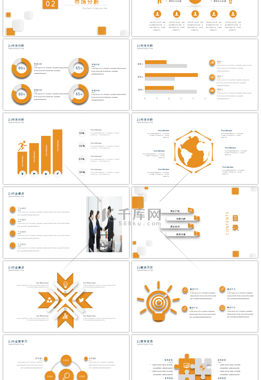 橙色简约商业计划书PPT模板