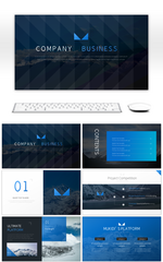 蓝色简约欧美杂志风商务企业公司介绍PPT模板
