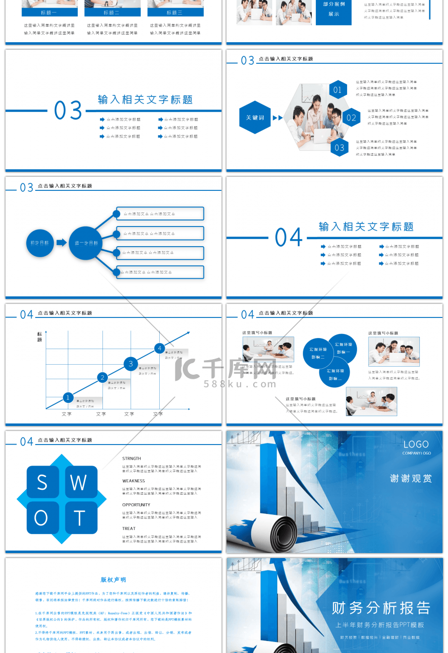 蓝色财务分析报告PPT模板