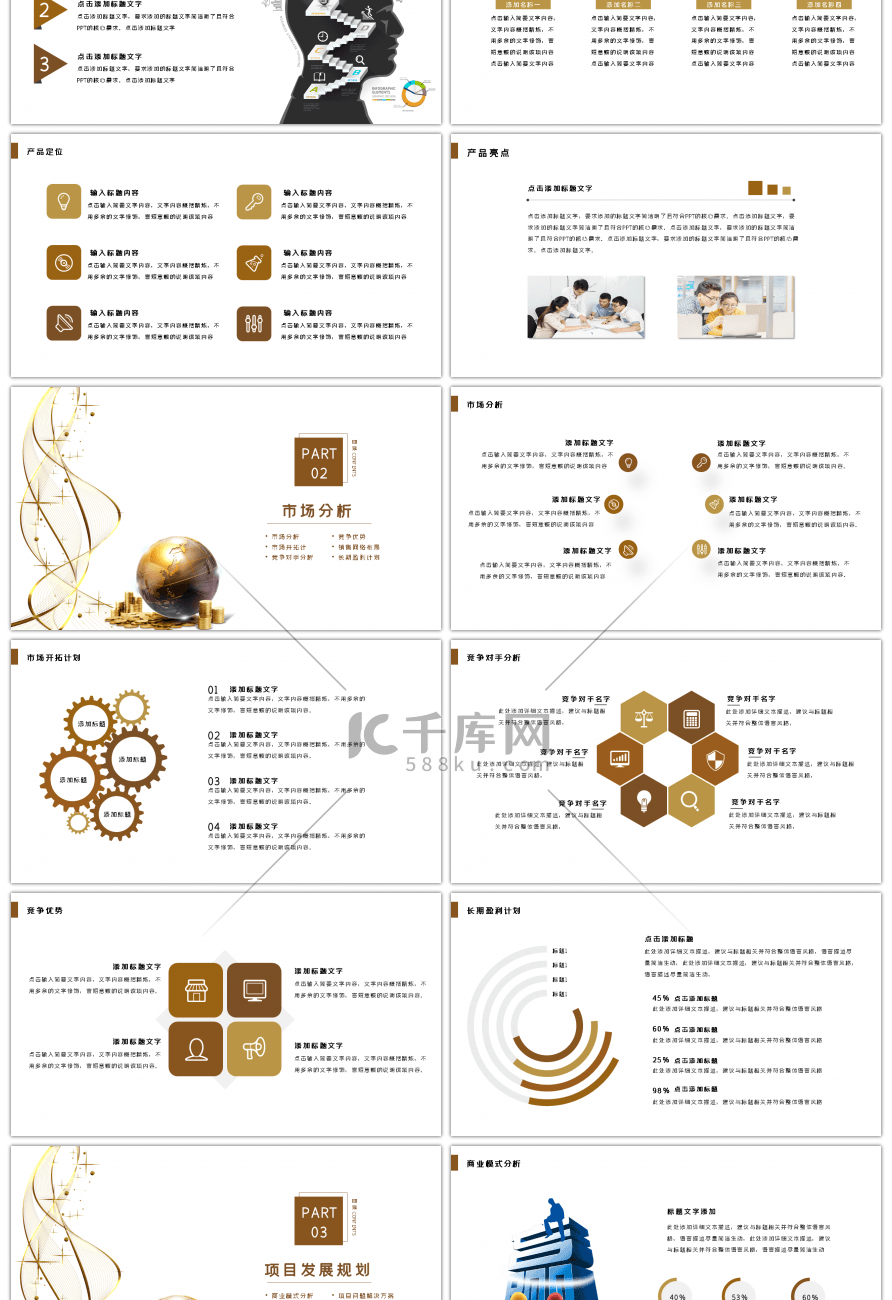 大气金色高端创业融资商业计划书PPT模板