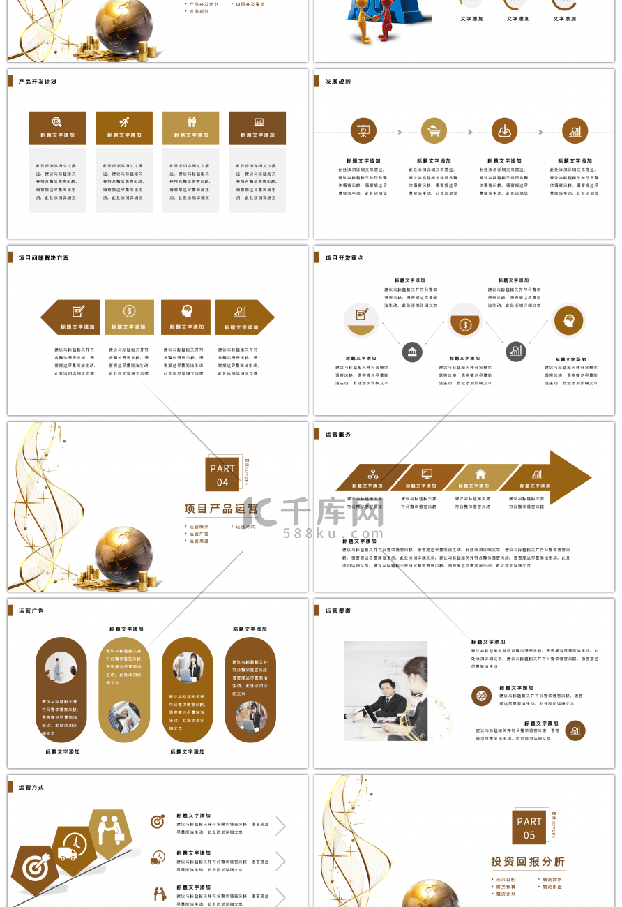 大气金色高端创业融资商业计划书PPT模板