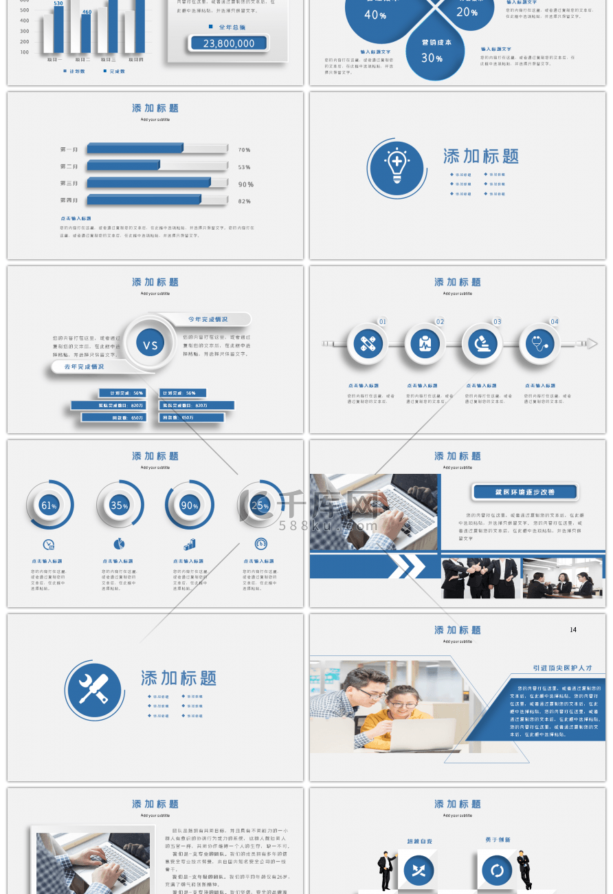 蓝色医疗机构工作汇报PPT模板