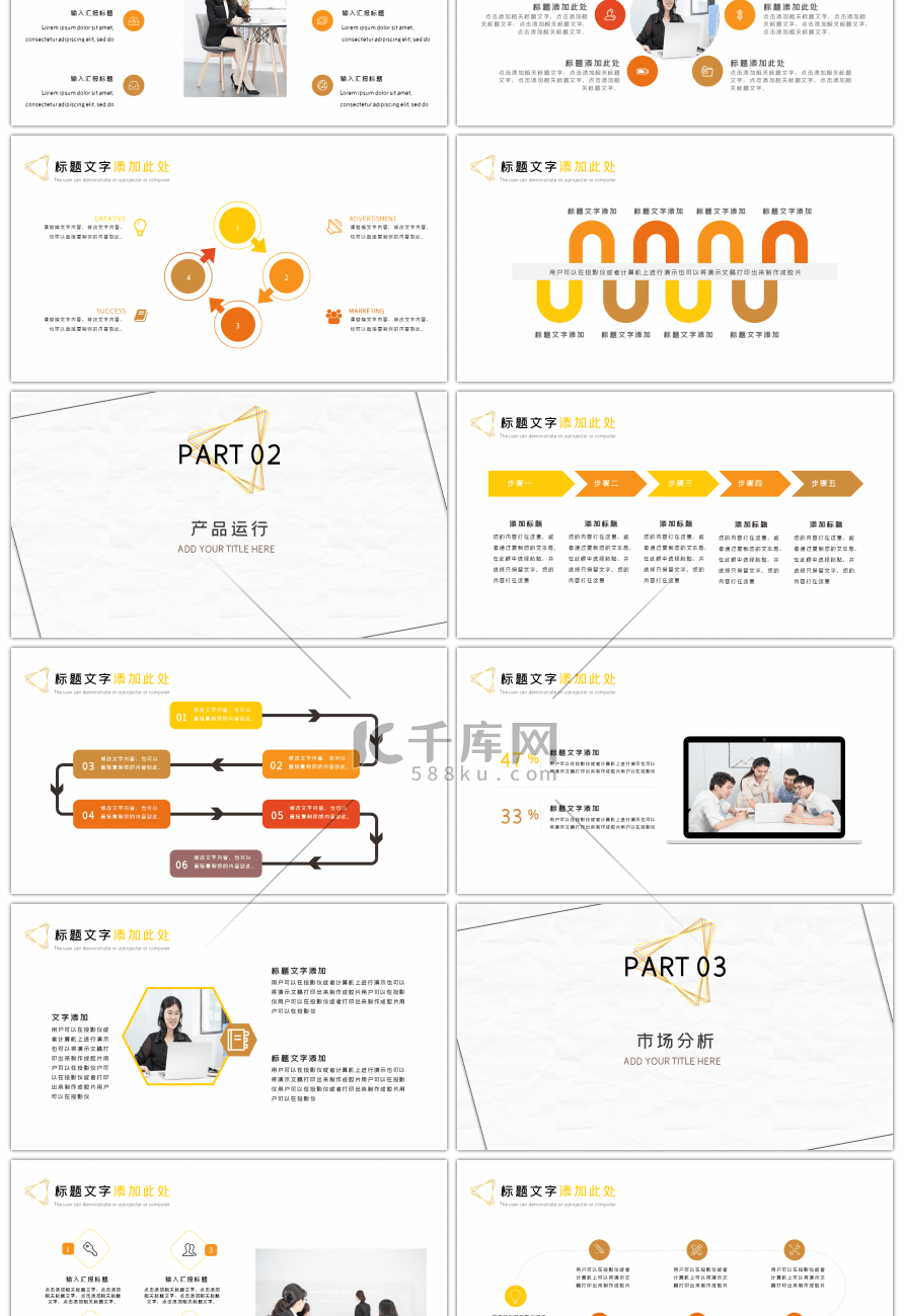 黄色创意营销策划商业计划书PPT模板