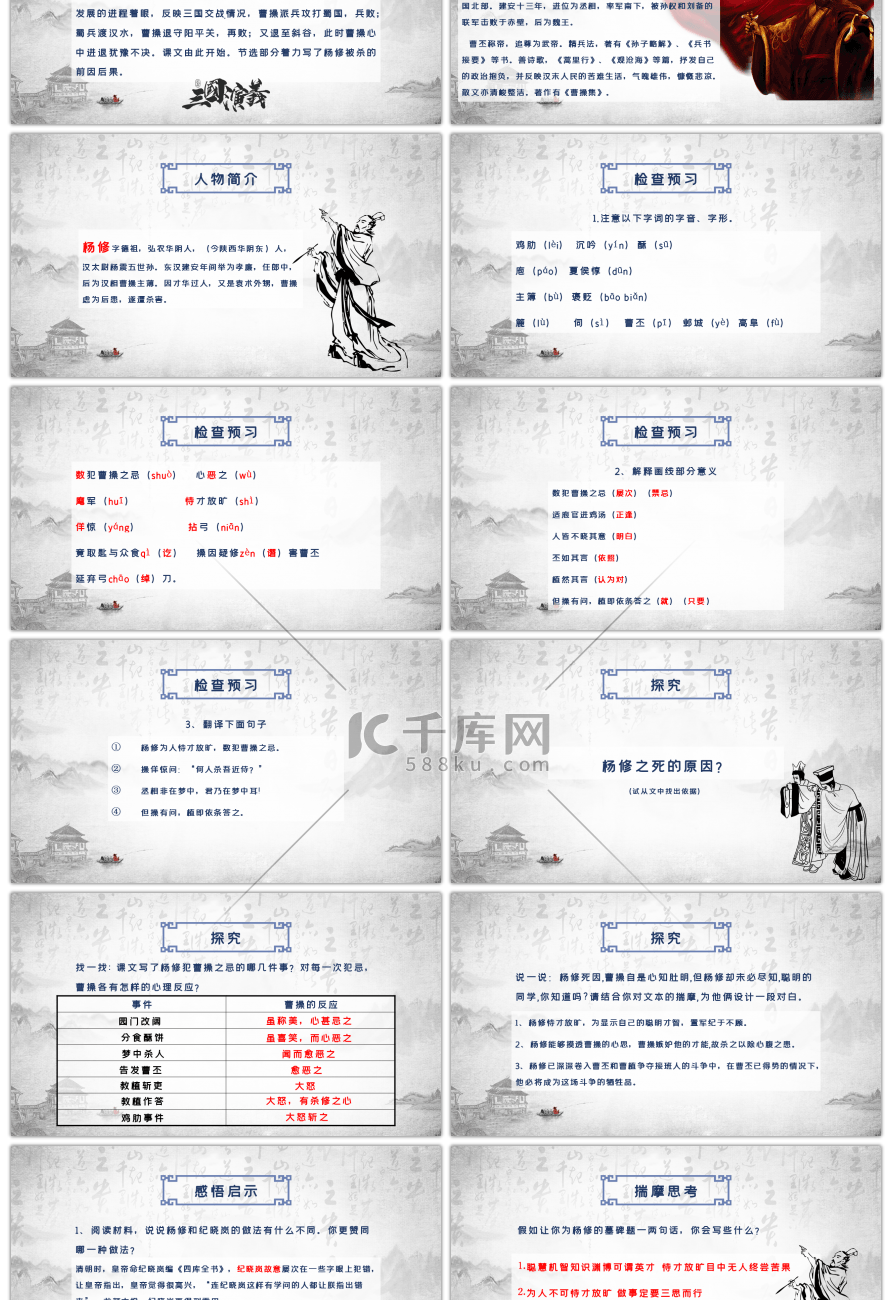 人教版九年级语文上《杨修之死》课件PPT模板