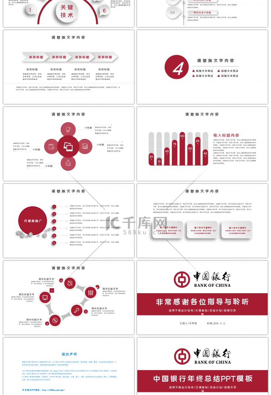 中国银行年终总结通用PPT模板