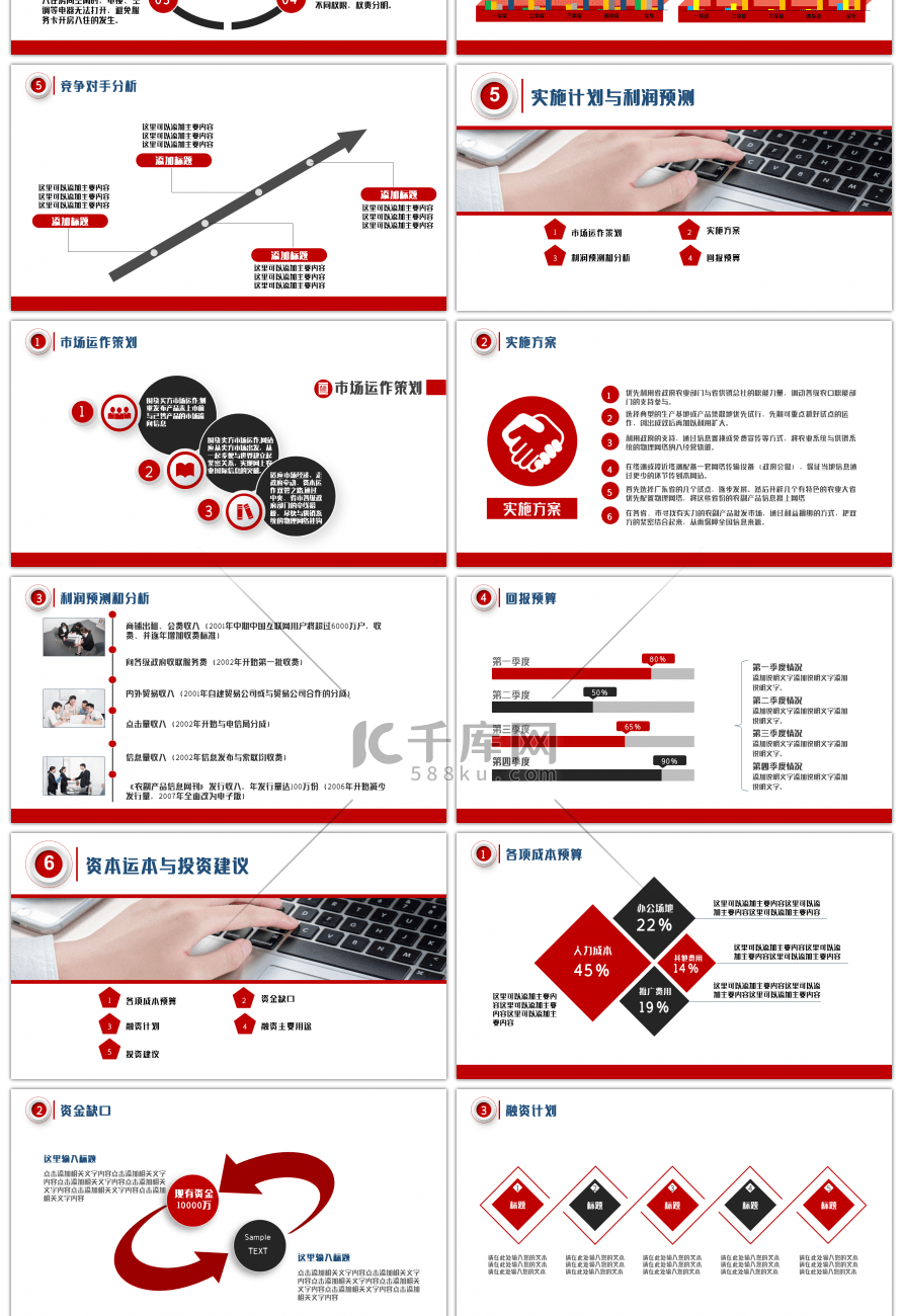 红色微粒体商业计划书PPT模板