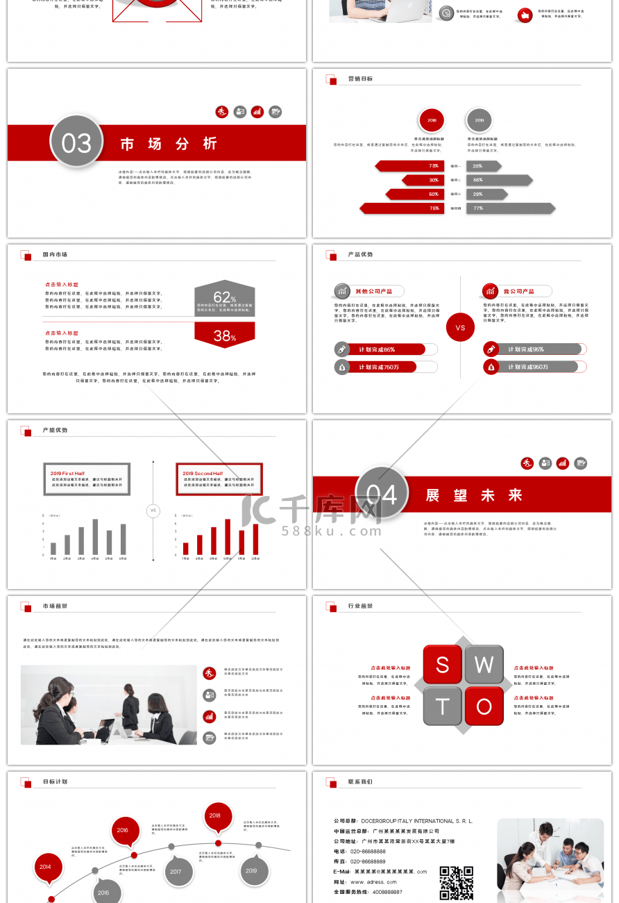 红色公司介绍产品宣传PPT模板