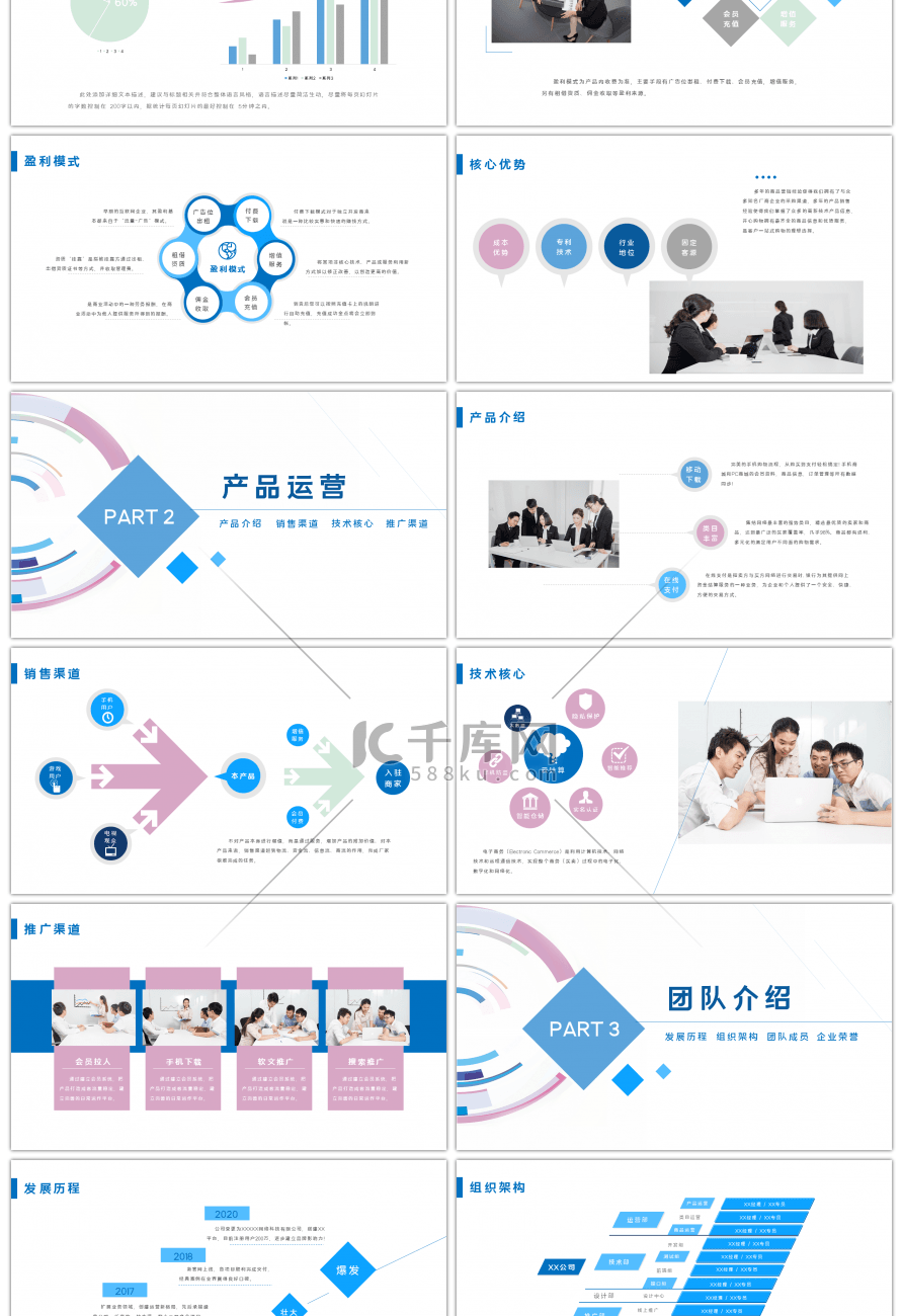 时尚几何图形商业计划书PPT模板