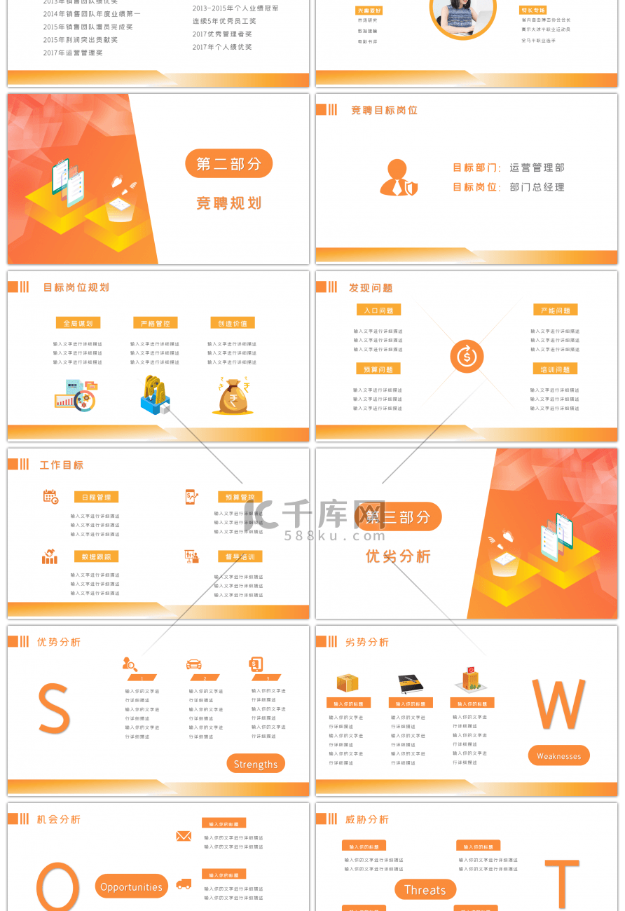 时尚橙色商务岗位竞聘PPT模板