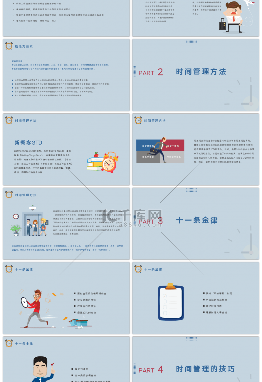 商务简约时间管理培训通用PPT模板