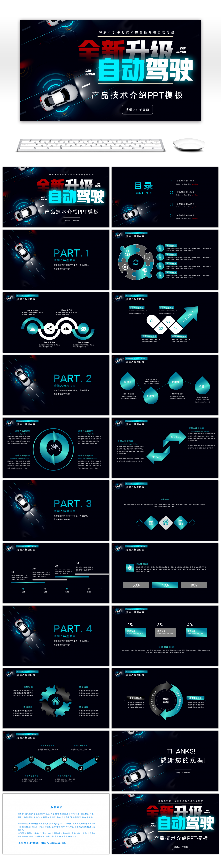 自动驾驶新技术产品介绍PPT模板