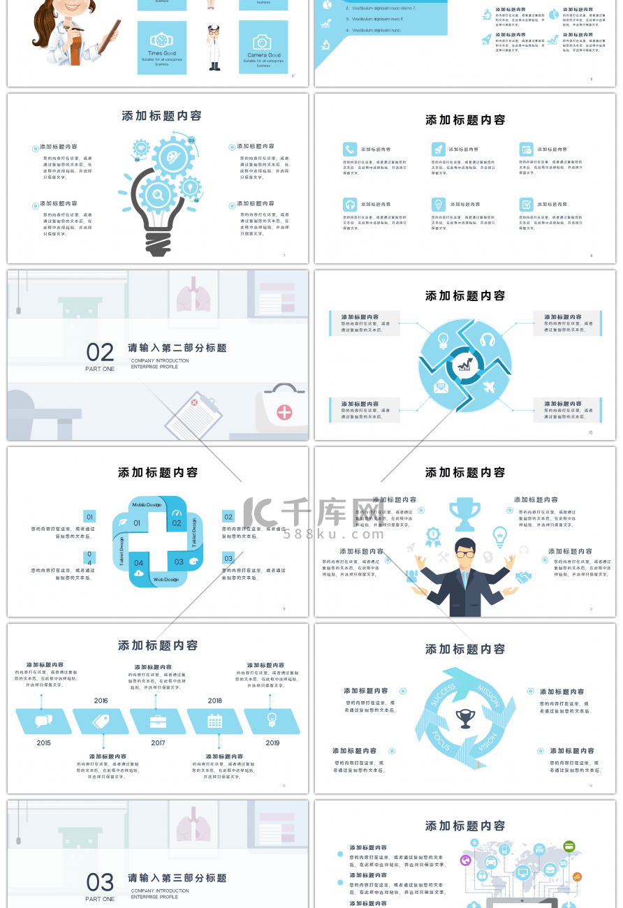 医疗健康汇报总结PPT模板